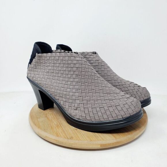 Bernie Mev Chesca Boots Womens 40 Grey Woven Ankle Bootie Woven Block Heel Shoe - Picture 2 of 10